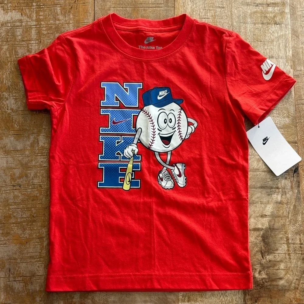 NWT Nike Boys Red and Blue Baseball Tee size 6